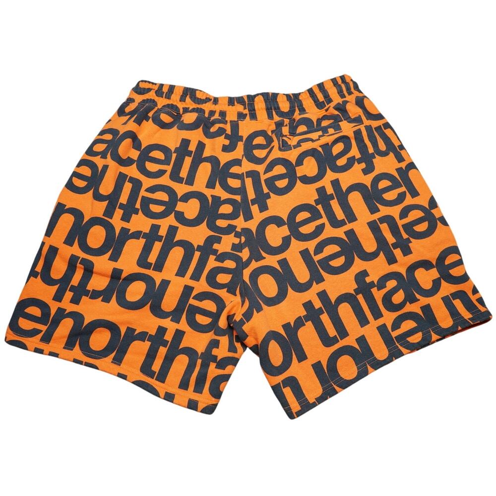 The North Face AOP Fleece Shorts Orange Blue Logo Print Mens Large Casual - Picture 2 of 6